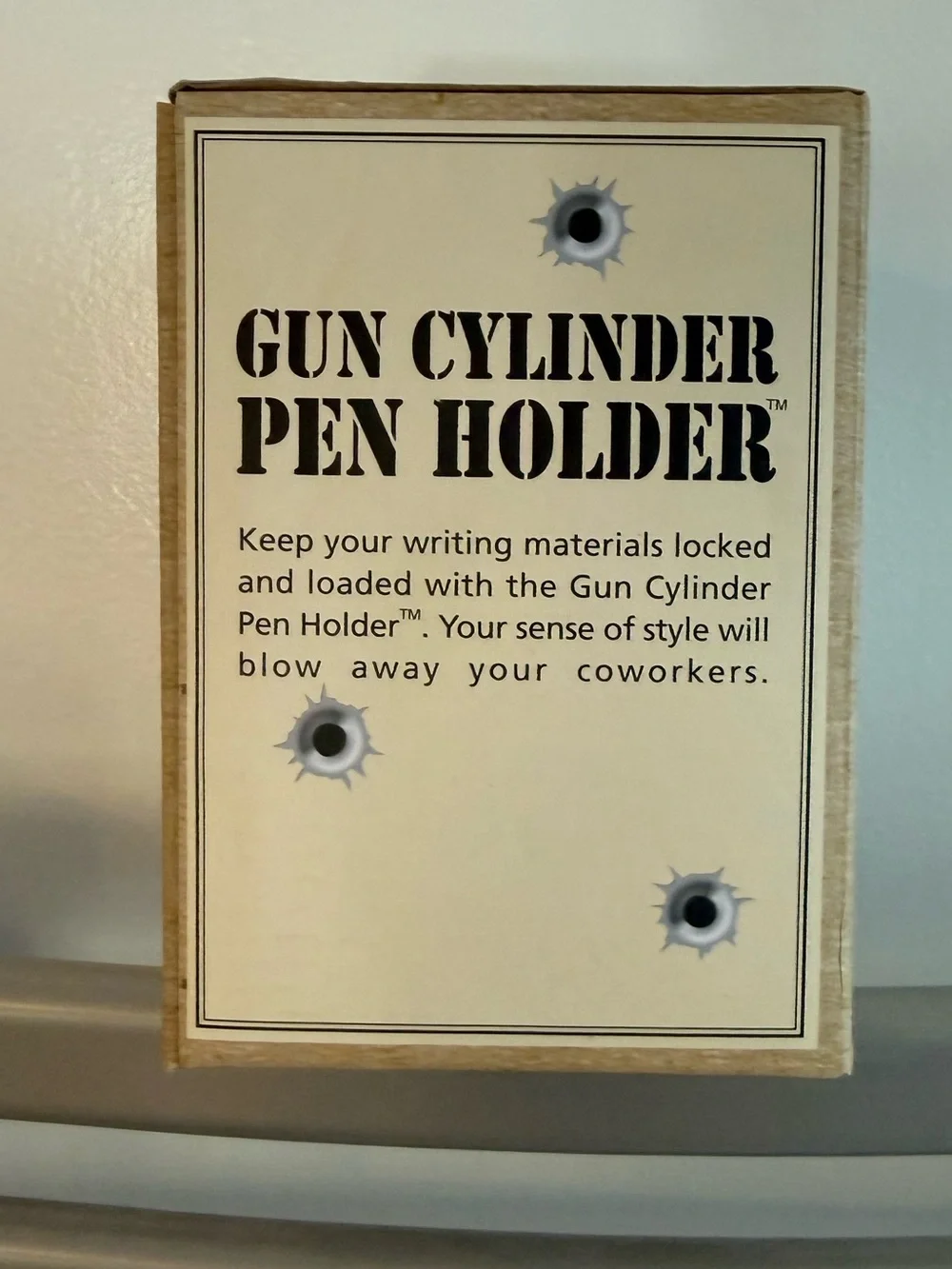 Silver Gun Cylinder Pen Holder - Novelty Desk Organizer